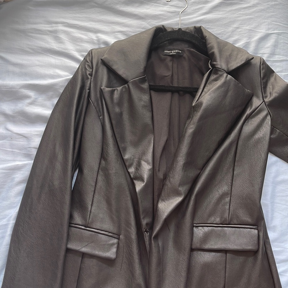 naked wardrobe black leather blazer